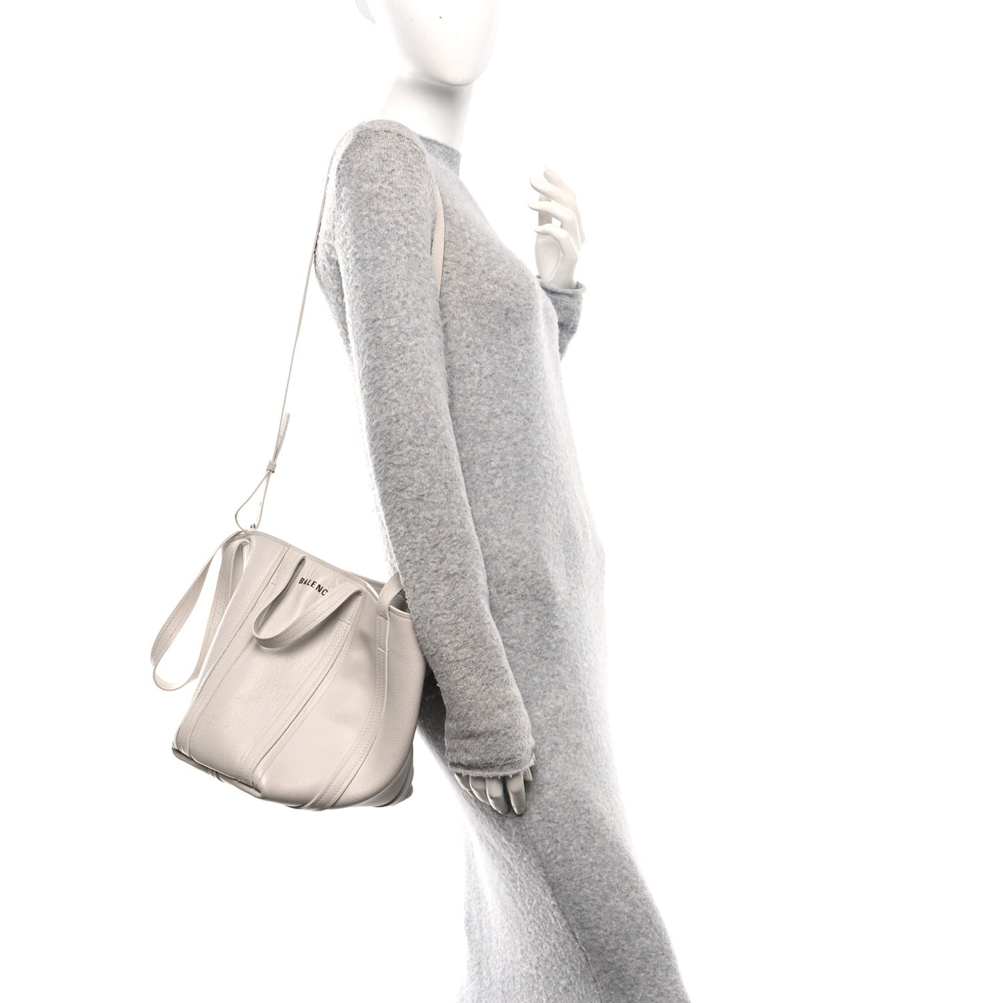 Grained Calfskin XS Everyday North South Shoulder Tote Bag White