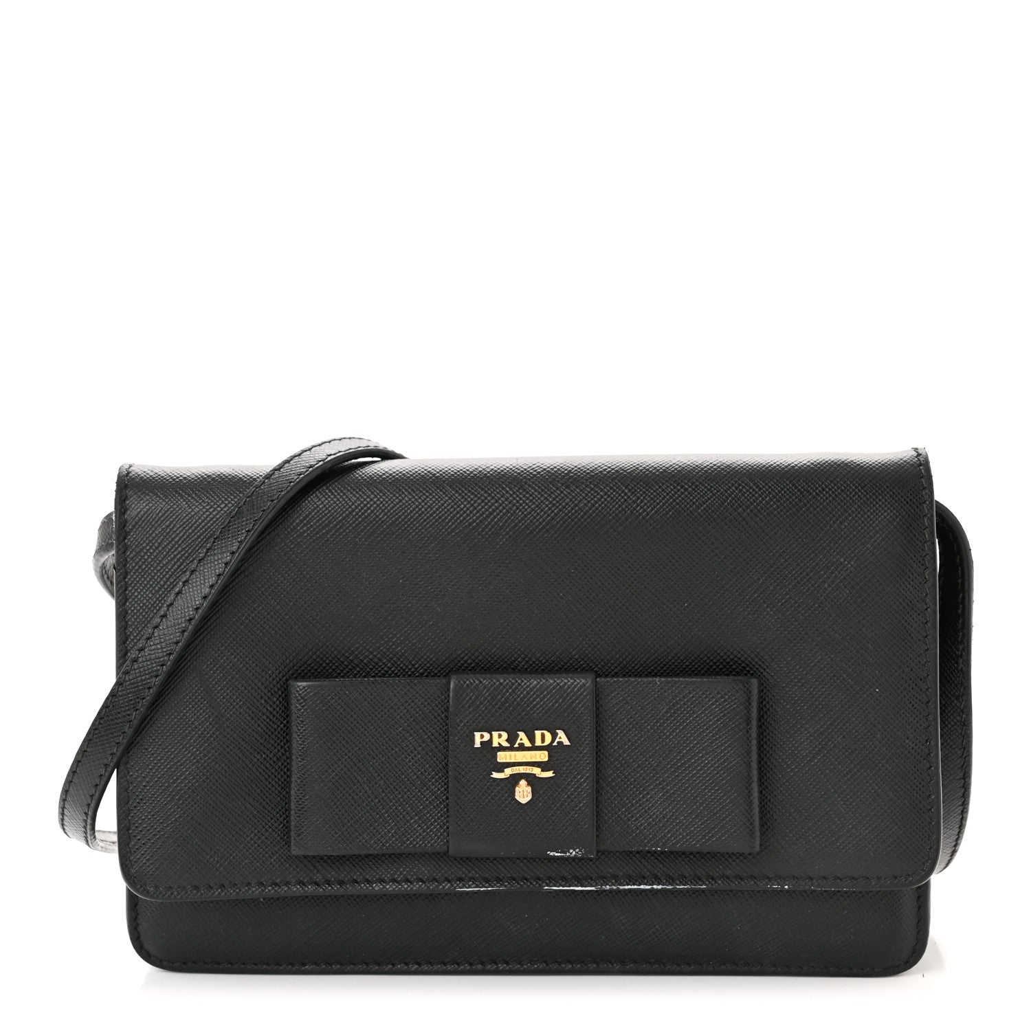 Prada Saffiano Lux Bow Crossbody Bag Black 1 of 16
