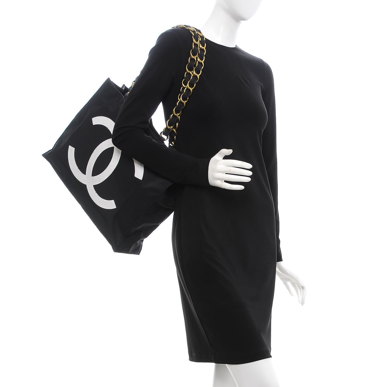 Chanel Canvas Chain Jumbo CC Tote Black 2 of 11