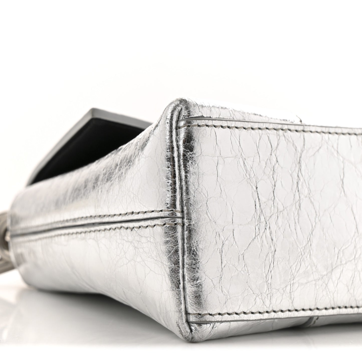 Metallic Calfskin Downtown Chain Shoulder Bag XS Silver