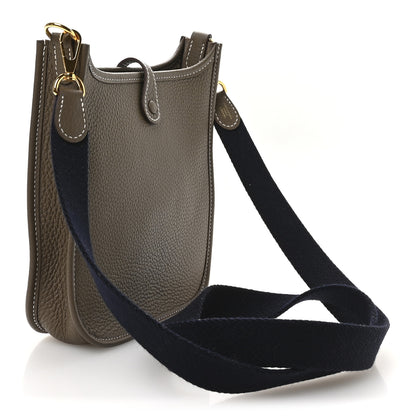 Hermes Taurillon Clemence Amazone Evelyne TPM Etoupe Bleu Indigo 3 of 10