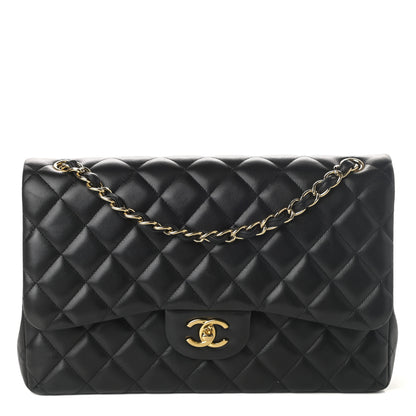 Chanel Lambskin Quilted Jumbo Double Flap Black 1 of 10