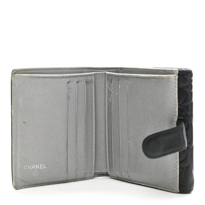 Chanel Lambskin Embossed Camellia French Wallet Black 5 of 16
