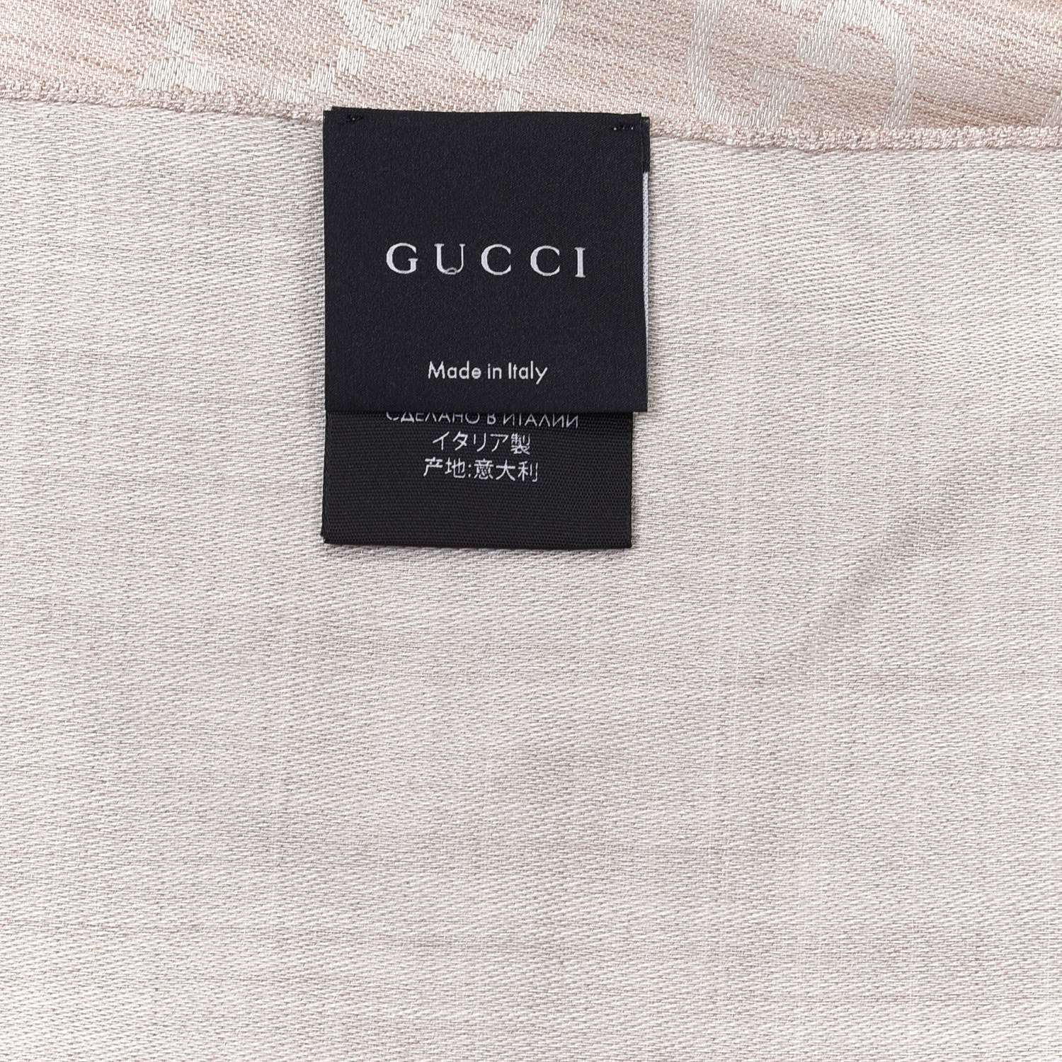Gucci Wool Silk GG Monogram GGNat Plus Scarf Sand 4 of 4