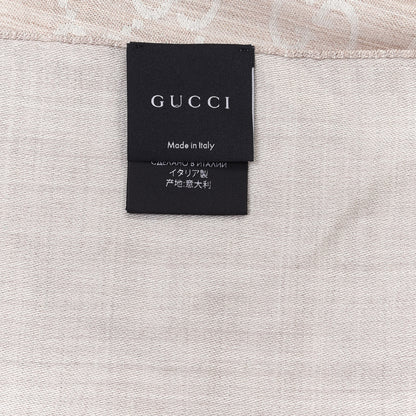 Gucci Wool Silk GG Monogram GGNat Plus Scarf Sand 4 of 4