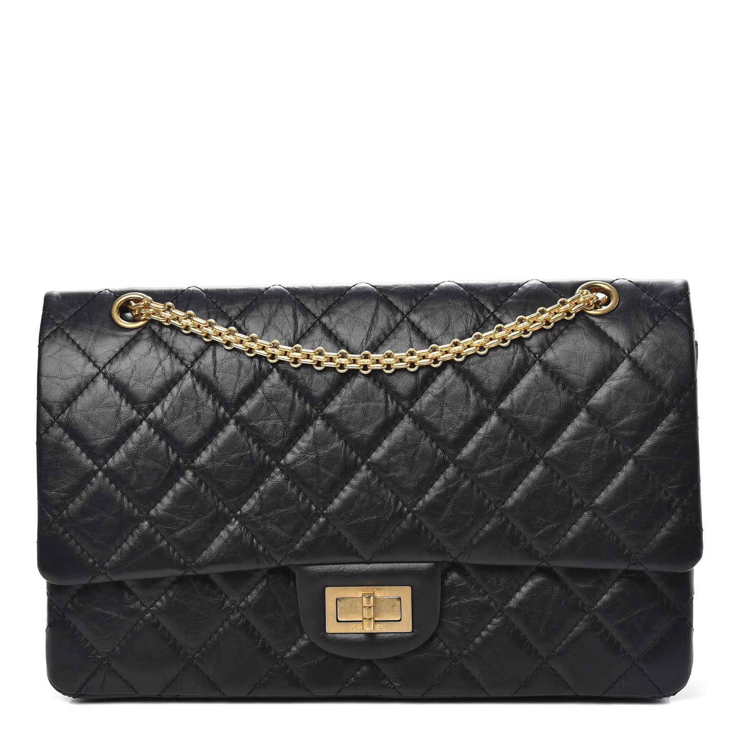 Aged Calfskin Quilted 2.55 Reissue 227 Flap Black