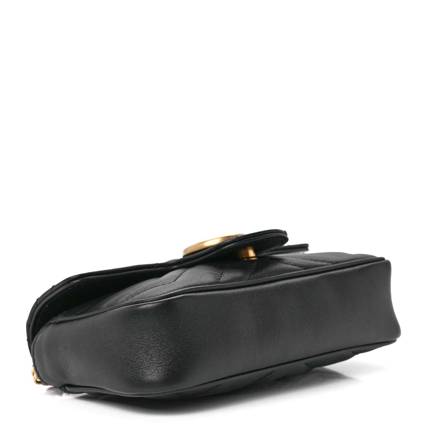 Calfskin Matelasse Super Mini GG Marmont Shoulder Bag Black