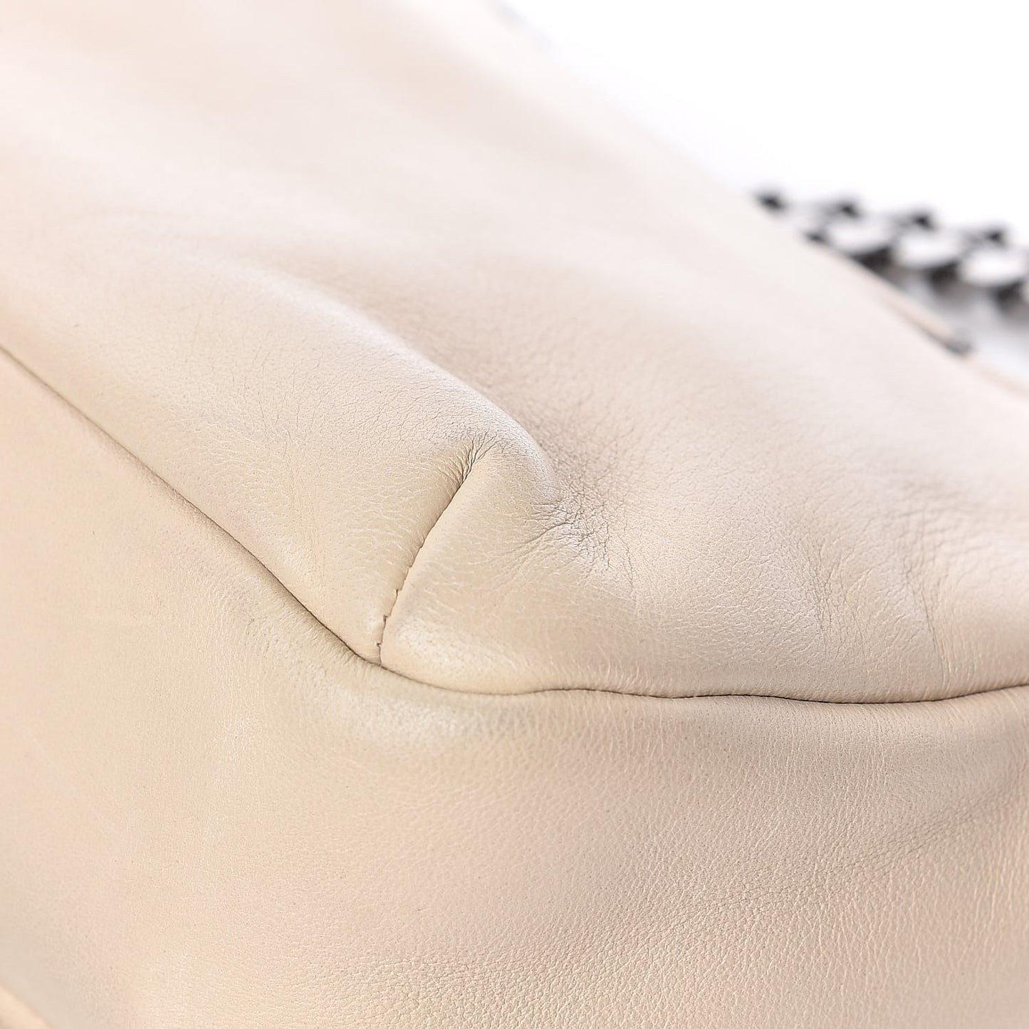 Lambskin Chain Stitch Clutch Beige