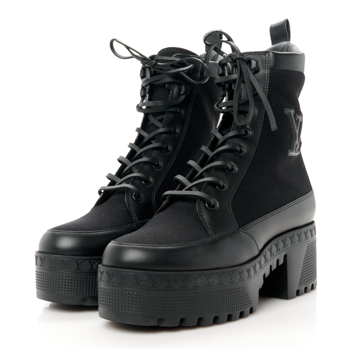 Canvas Monogram Laureate Platform Desert Boots 37 Black