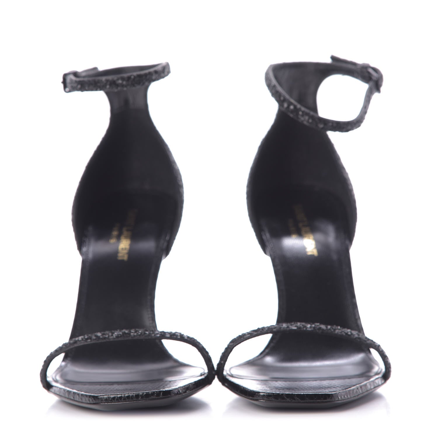 Saint Laurent Glitter Opyum Sandals 39.5 Black 2 of 13