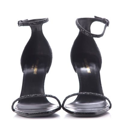 Saint Laurent Glitter Opyum Sandals 39.5 Black 2 of 13