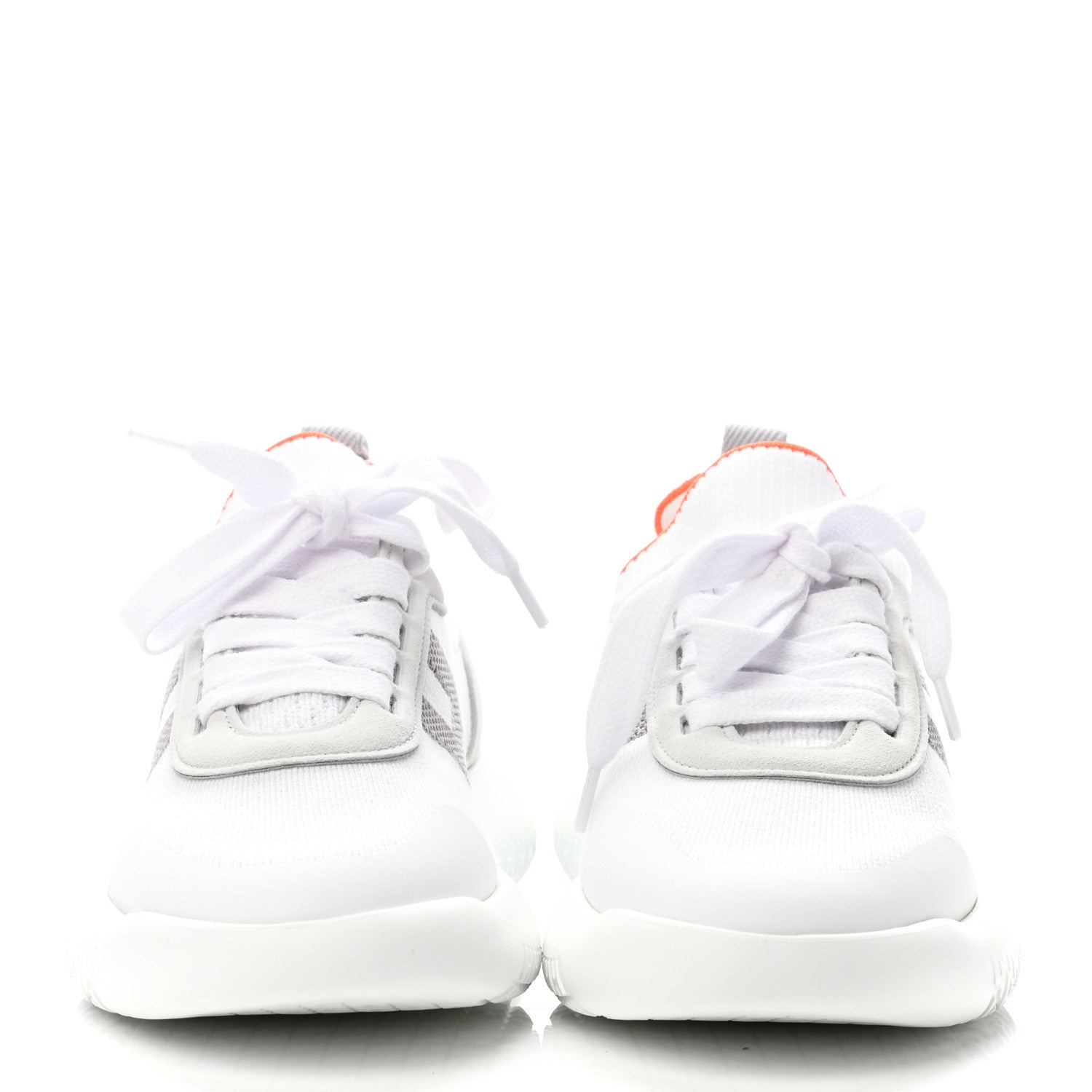 Hermes Knit Suede Goatskin Womens Crew Sneakers 35.5 White Gris 2 of 4