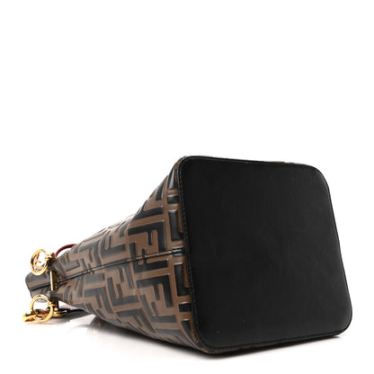 Fendi Vitello Grace F is Fendi Bi-Color FF 1974 Embossed Grande Mon Tresor Bucket Bag Maya Black Fragola 4 of 10
