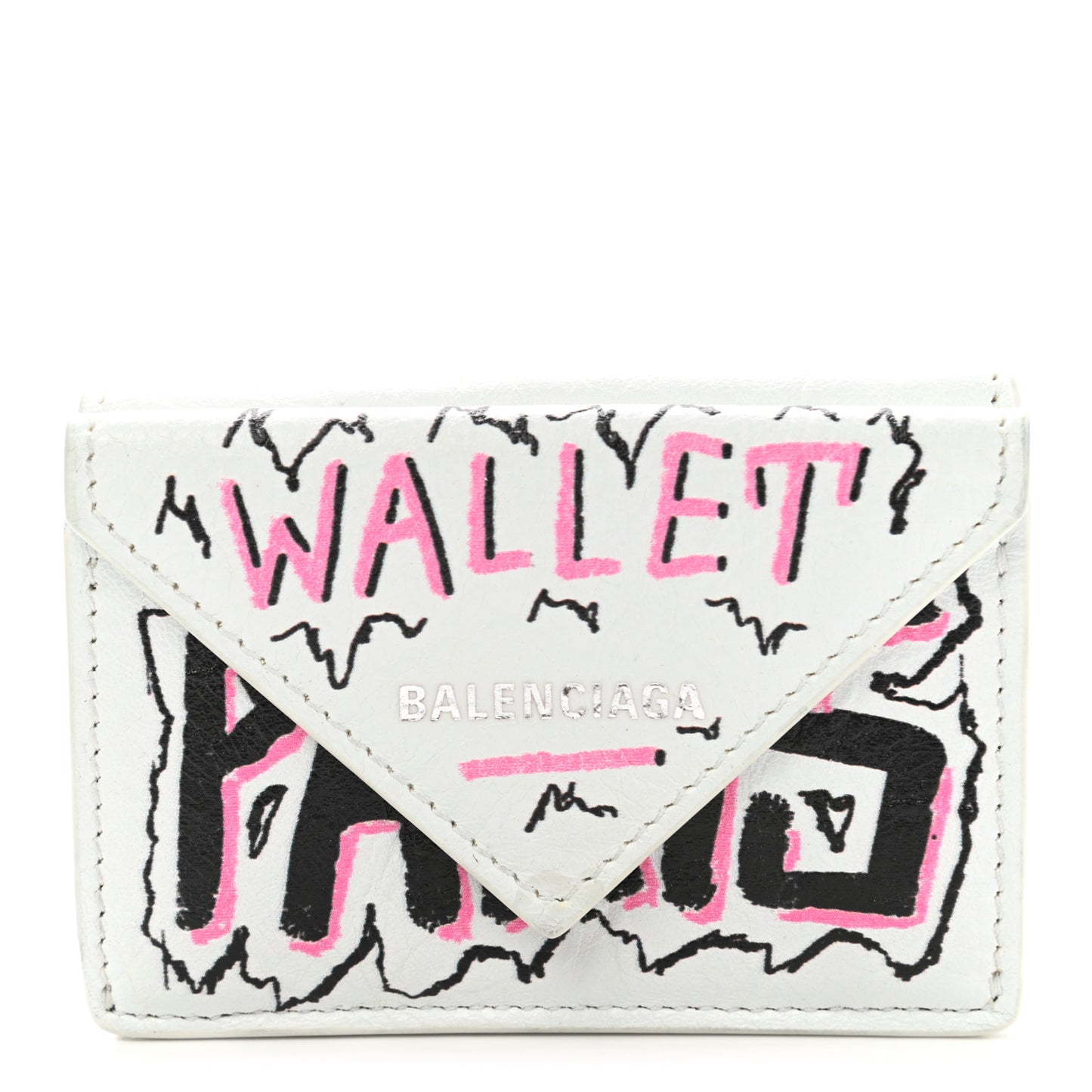 Agneau Graffiti Mini Papier Wallet White Multicolor