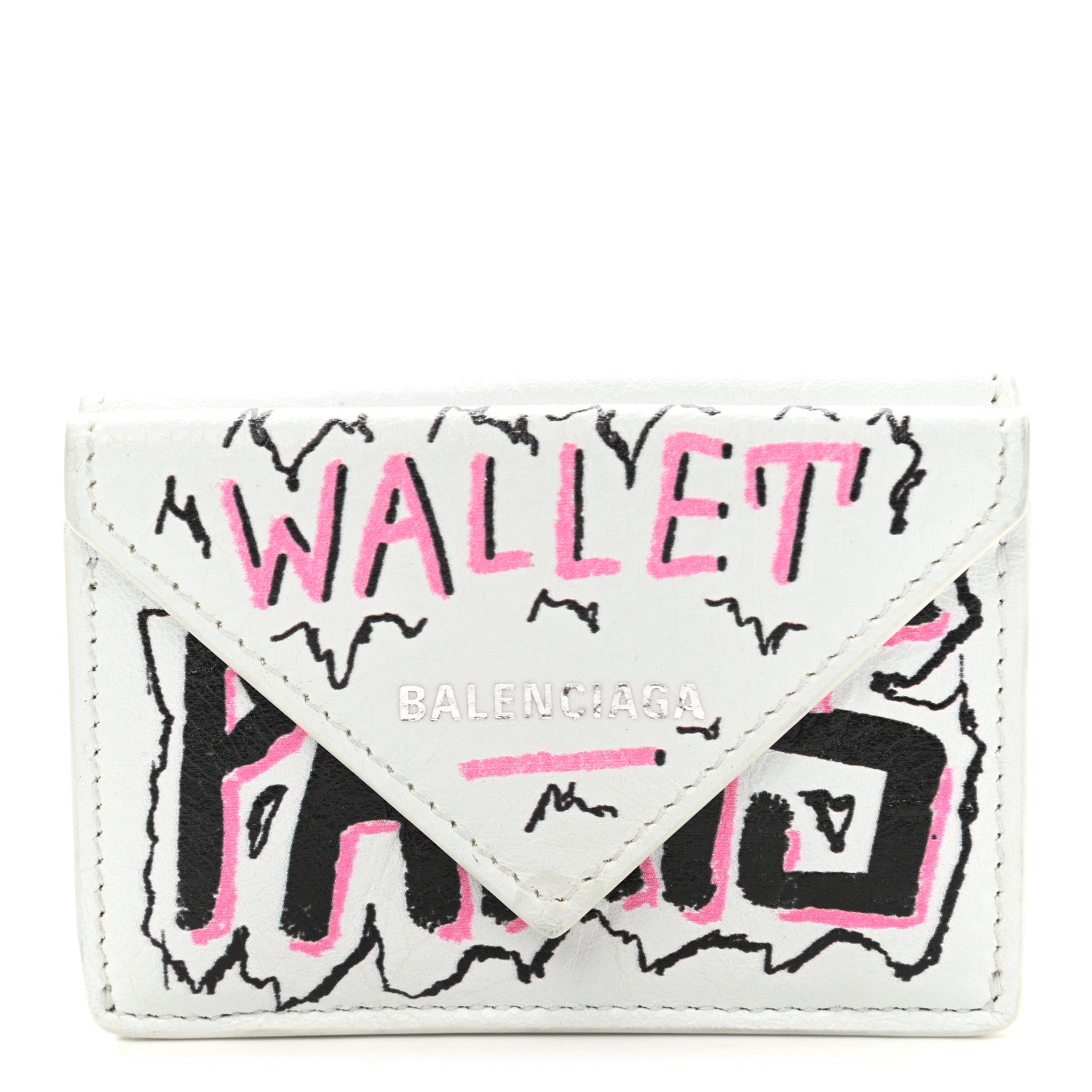 Balenciaga Agneau Graffiti Mini Papier Wallet White Multicolor 1 of 9