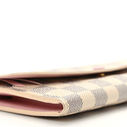 Louis Vuitton Damier Azur Emilie Wallet Rose Ballerine 7 of 9