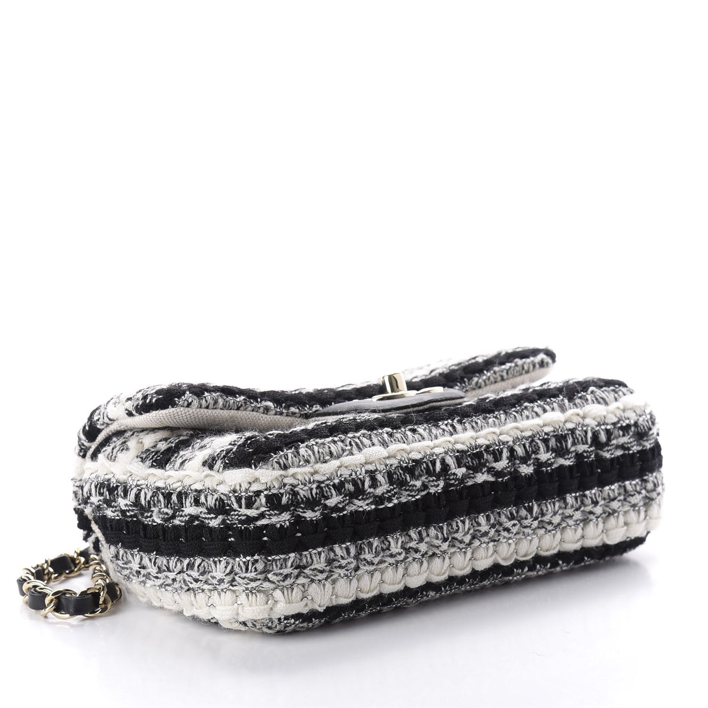 Tweed Braid Mini Flap Black White