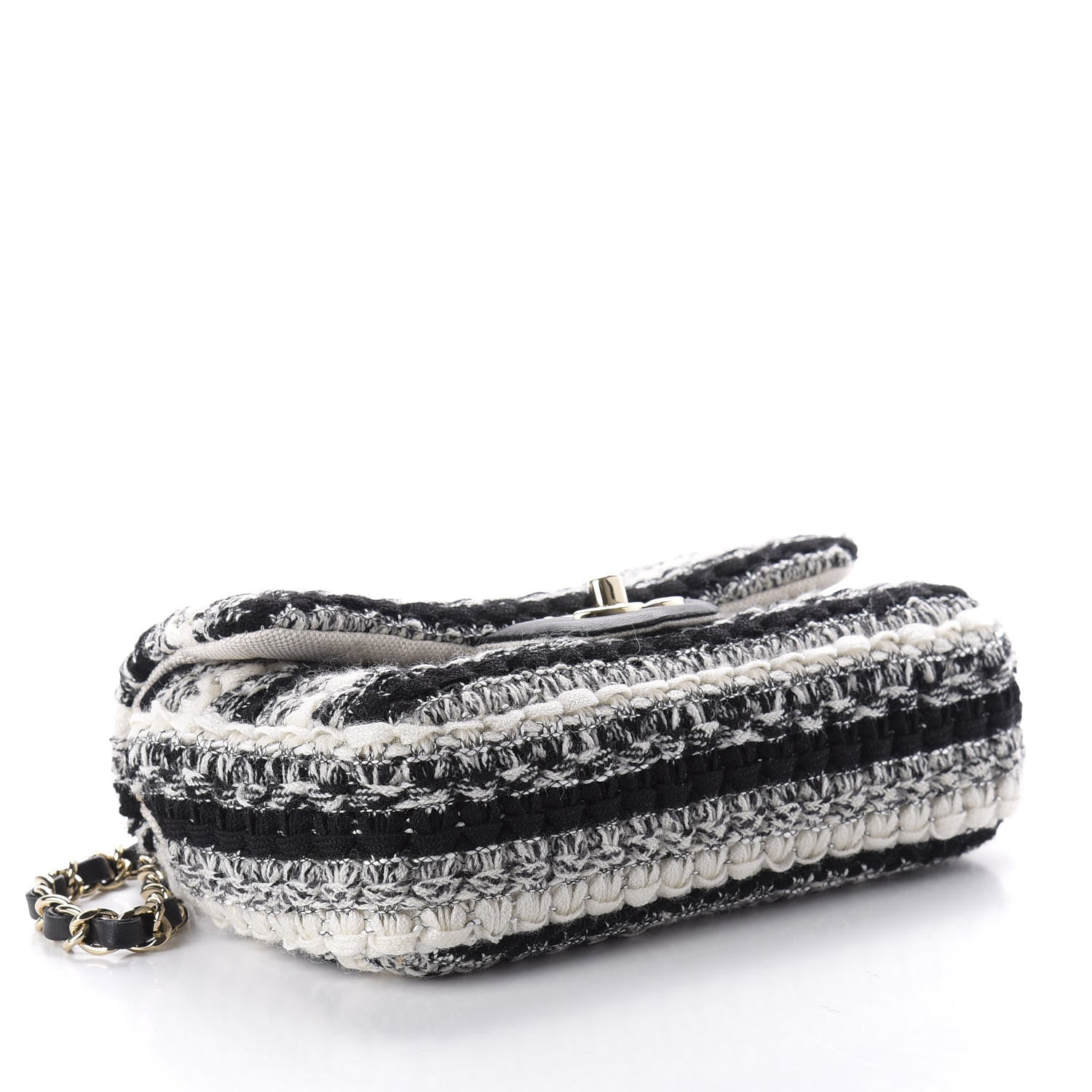 Chanel Tweed Braid Mini Flap Black White 4 of 9