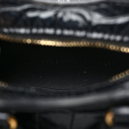 Balenciaga Shiny Supple Calfskin Crocodile Embossed Neo Classic Gold Hardware Super Nano City Crossbody Black 7 of 10