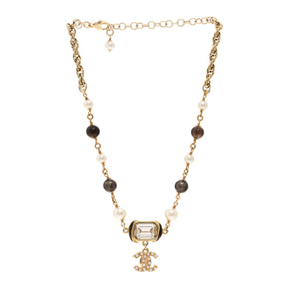 Chanel Pearl Beaded Crystal CC Gold Black White 3 of 4