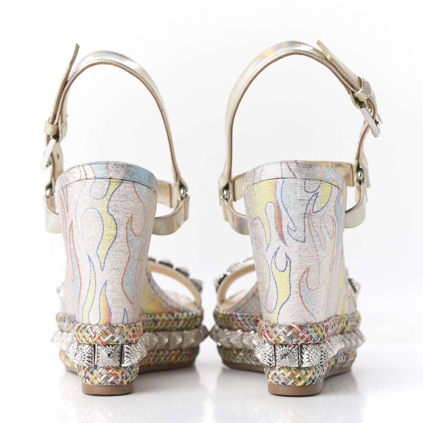 Lurex Flame Pira Ryad 110 Wedge Sandals 38 Platine Multicolor