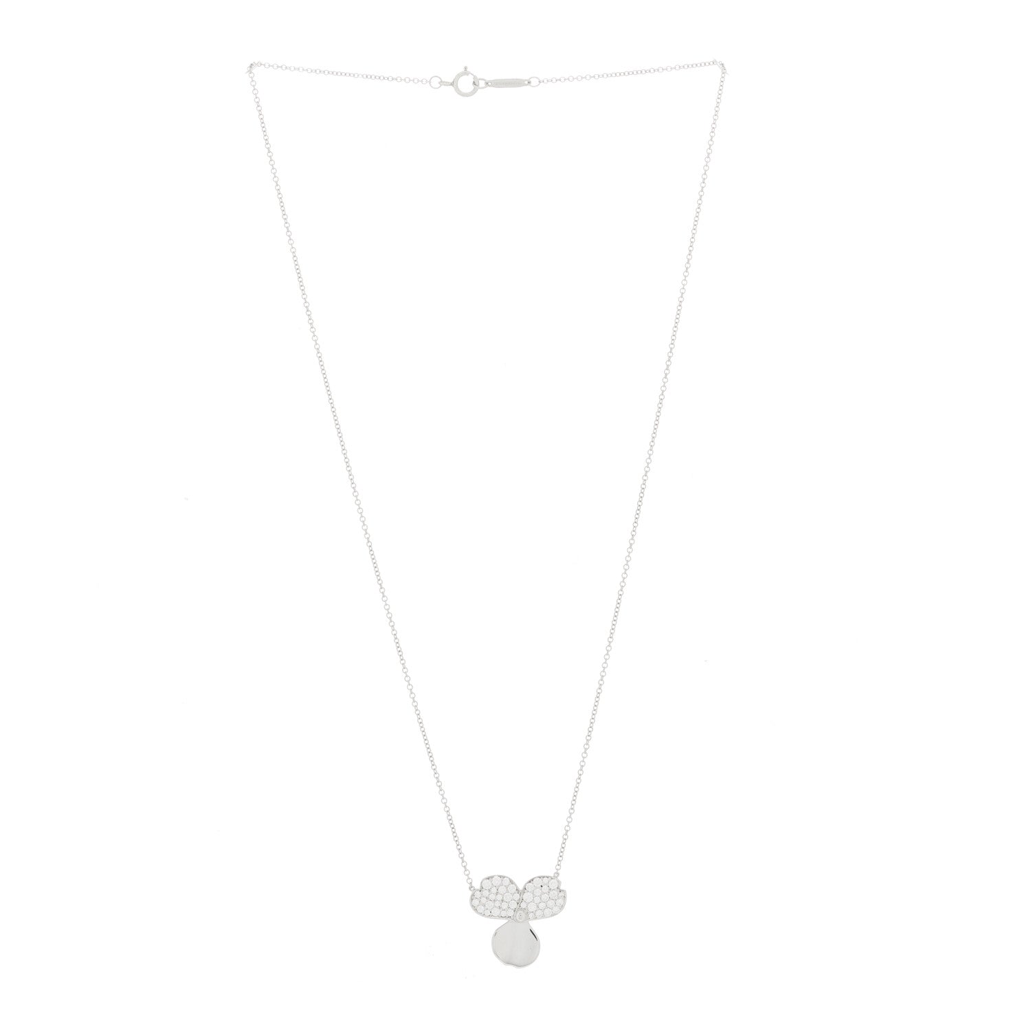 Tiffany Platinum Diamond Paper Flowers Pendant Necklace 2 of 4