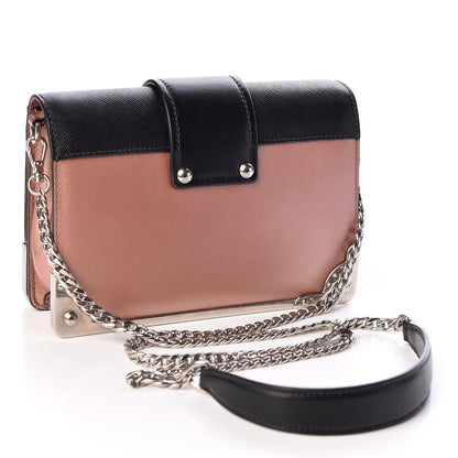 Prada Metallic City Calf Saffiano Cahier Bag Antico Mordore Black 2 of 8