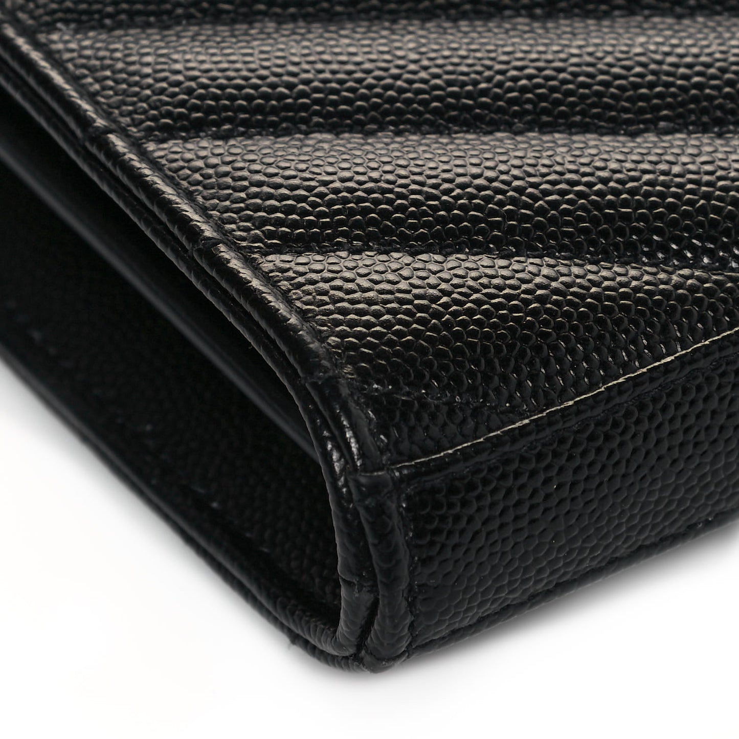Grain De Poudre Matelasse Chevron Monogram Chain Wallet Black