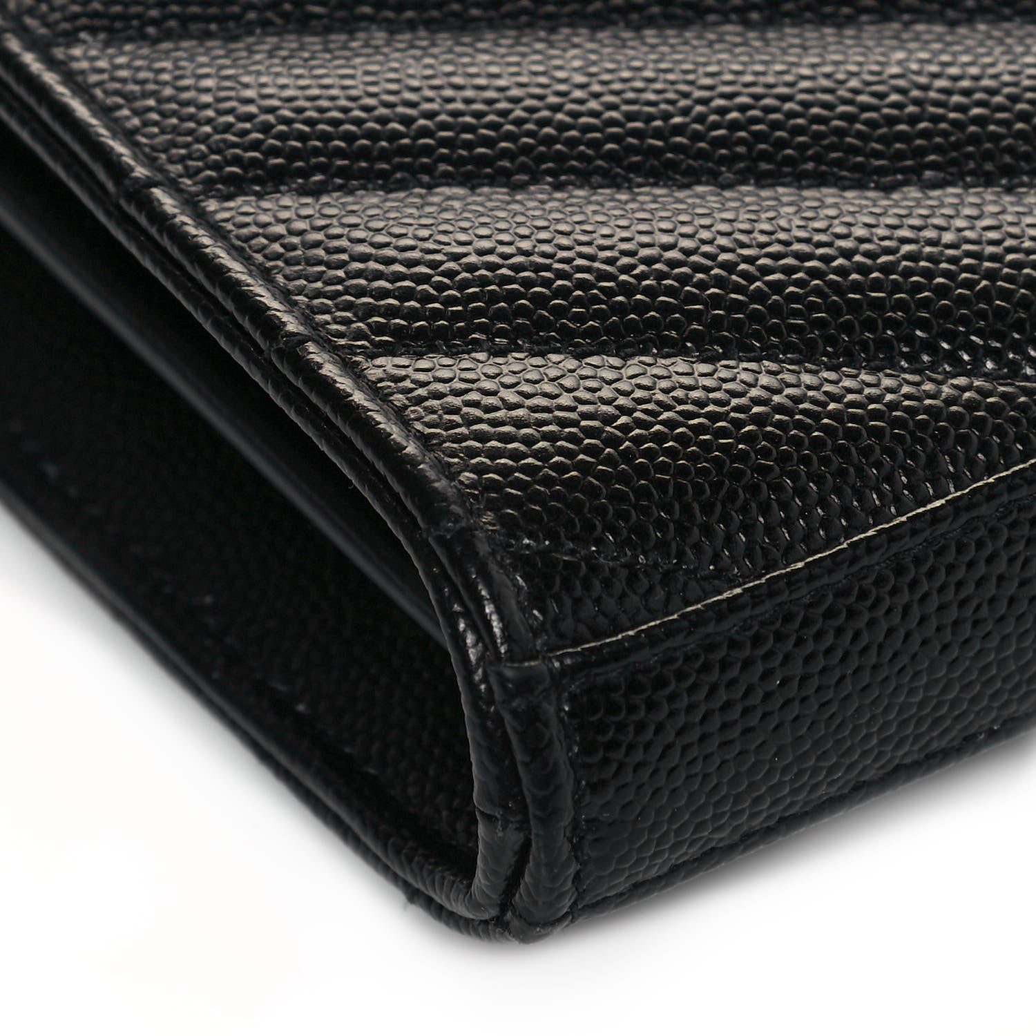 Saint Laurent Grain De Poudre Matelasse Chevron Monogram Chain Wallet Black 8 of 12
