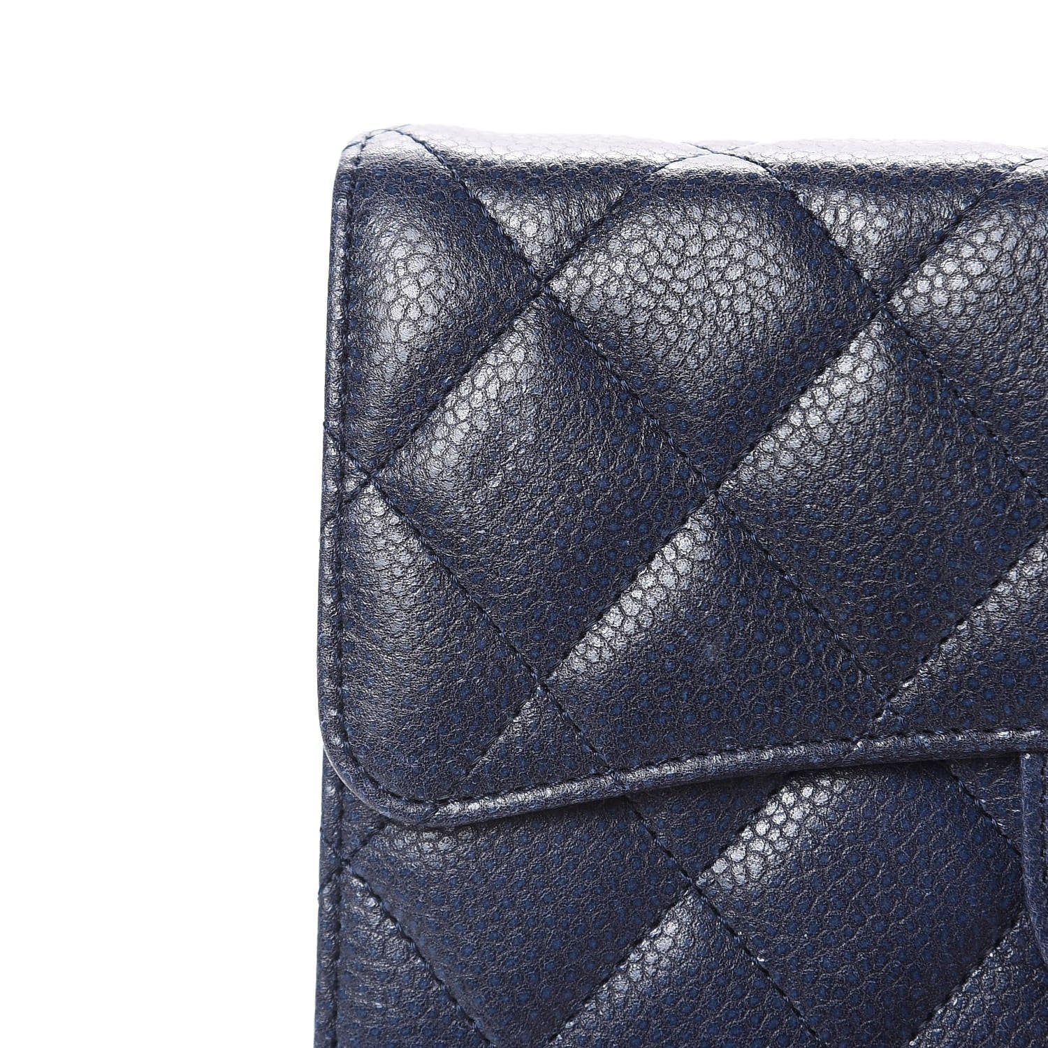 Chanel Metallic Caviar Quilted Reissue Long Flap Wallet Navy Blue 13 of 16