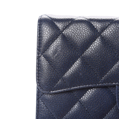 Chanel Metallic Caviar Quilted Reissue Long Flap Wallet Navy Blue 13 of 16