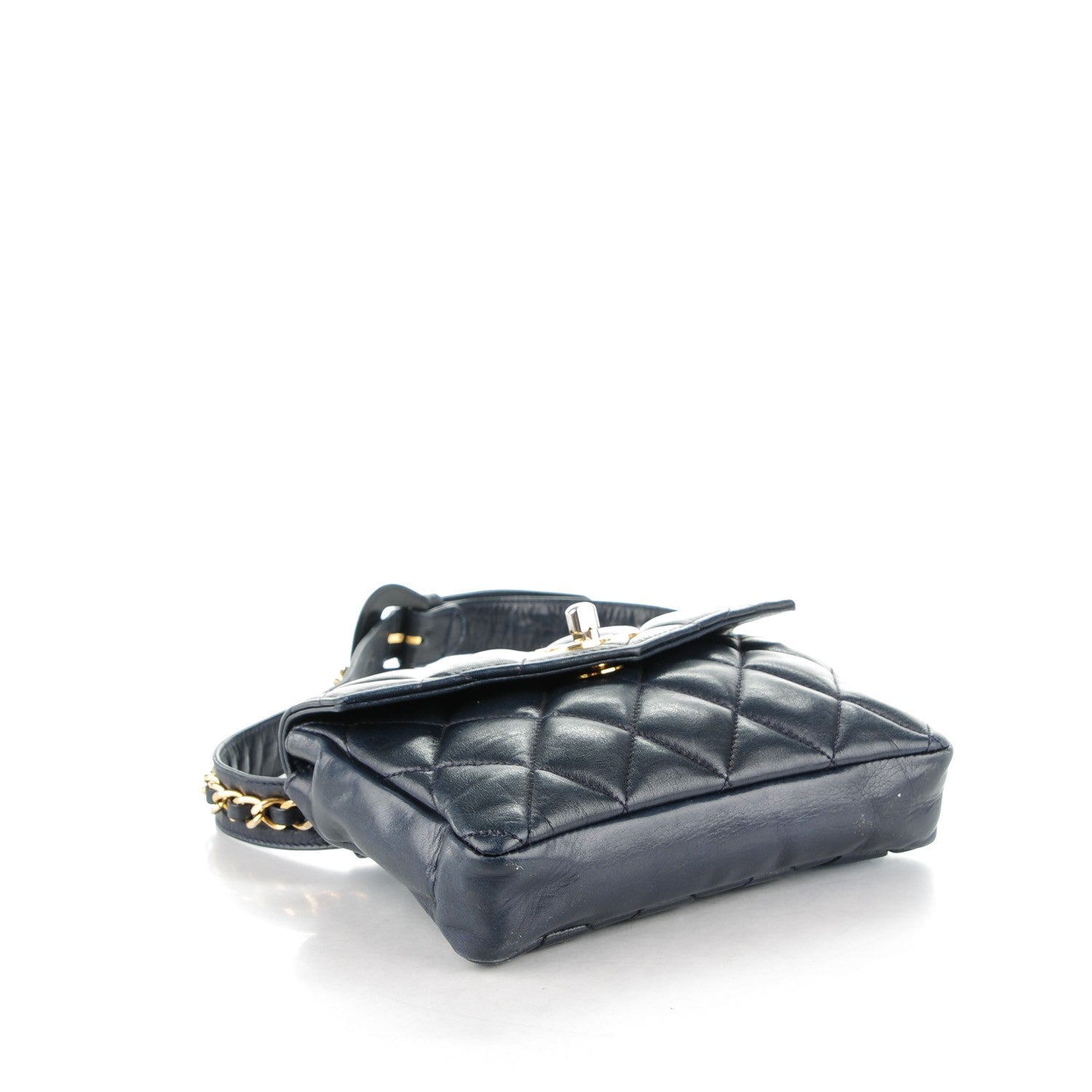 Chanel Lambskin Quilted Flap Waist Belt Bag 70 28 Navy 4 of 13