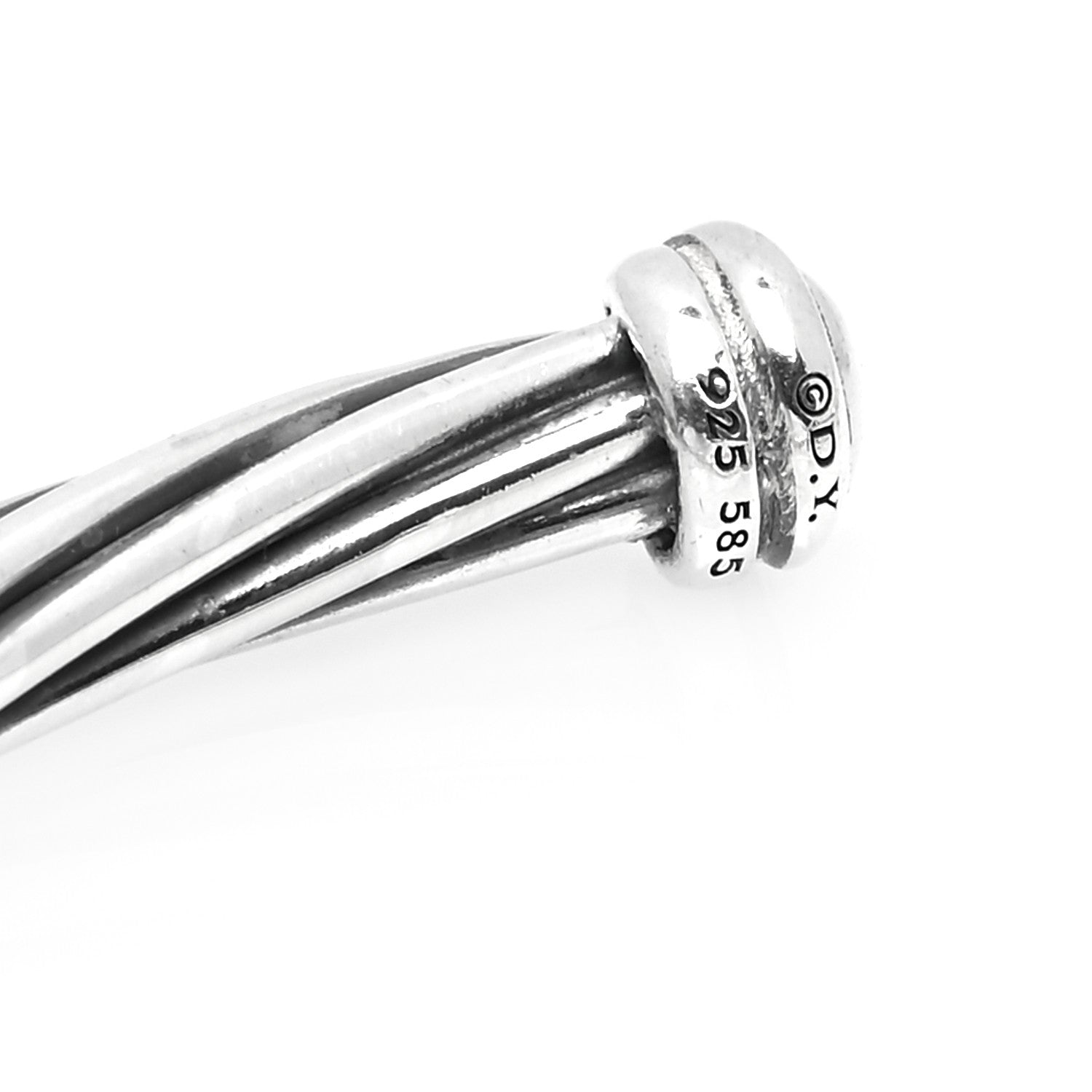 David Yurman Sterling Silver 14K Yellow Gold DY Whispers I Love You Bracelet 5 of 6