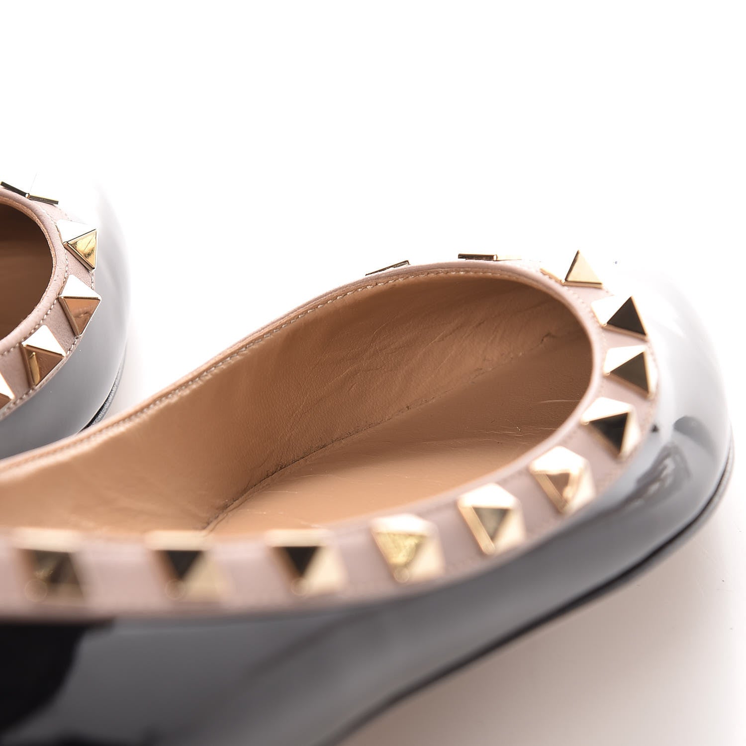 Valentino Garavani Patent Nappa Rockstud Ballerina Flats 37.5 Black Poudre 11 of 14