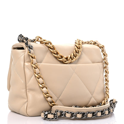 Chanel Lambskin Quilted Medium Chanel 19 Flap Light Beige 3 of 9