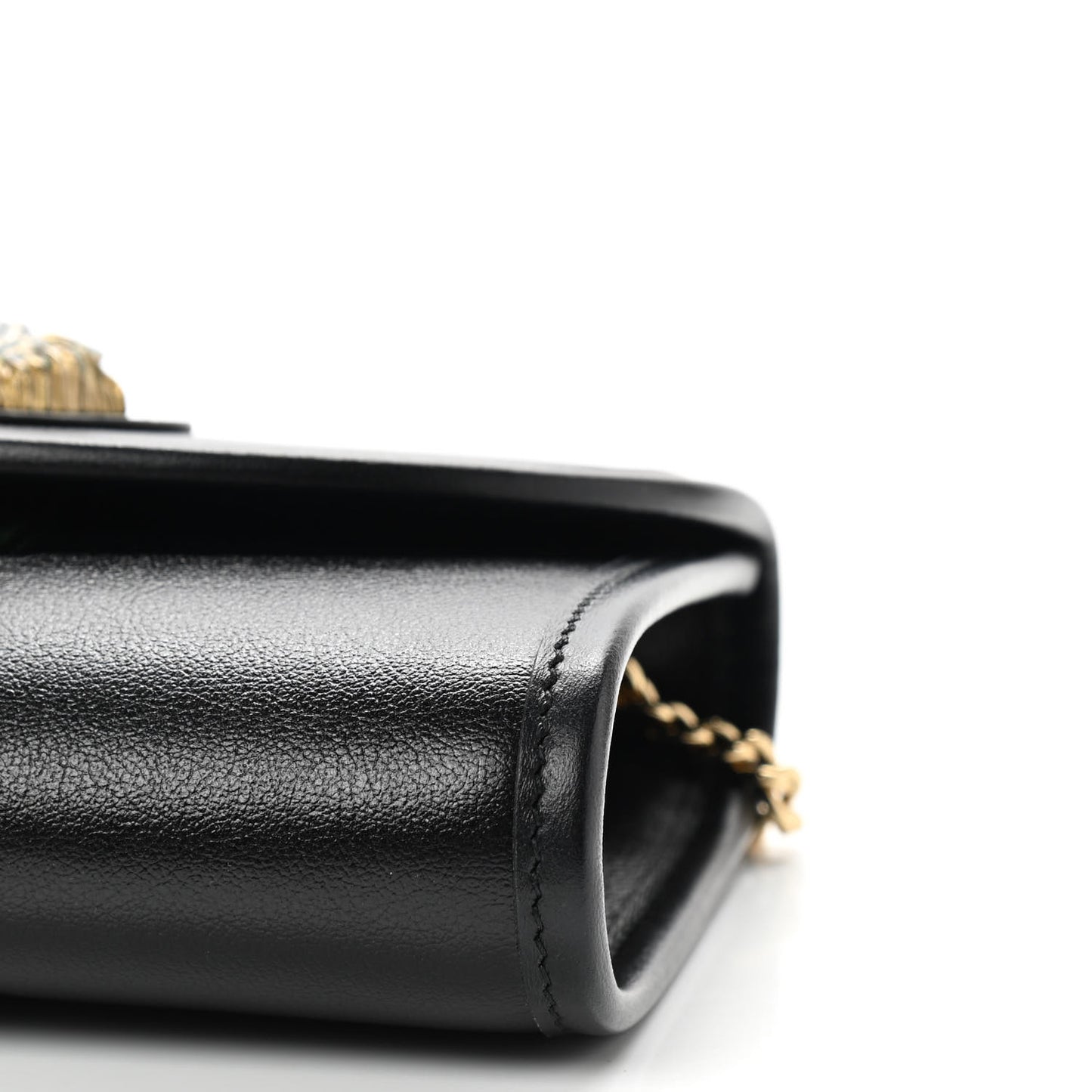 Textured Calfskin Web Mini Rajah Slim Flap Shoulder Bag Black