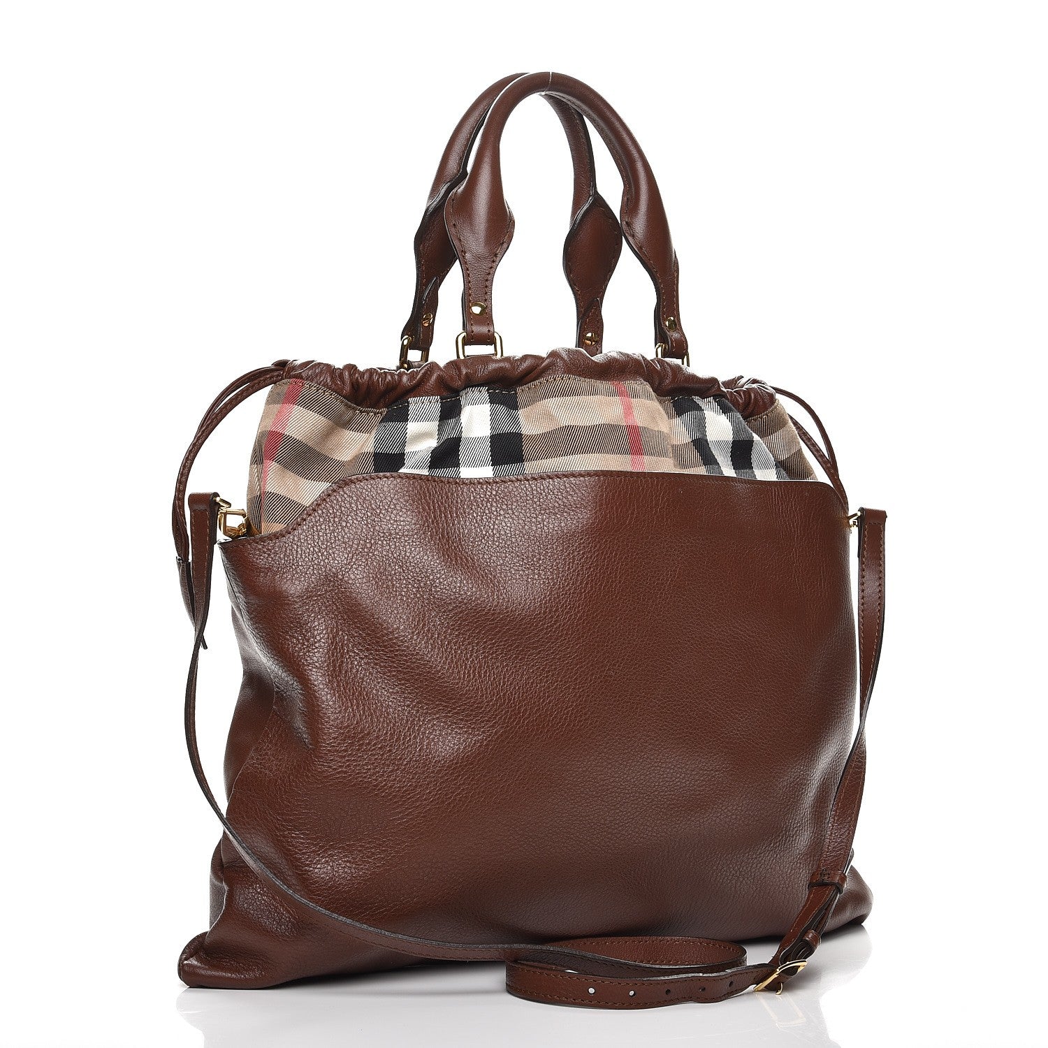 Burberry Soft Calfskin House Check Big Crush Tote Brown Ochre 4 of 11