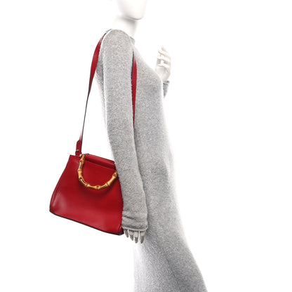 Gucci Nappa Bamboo Small Nymphaea Top Handle Bag Hibiscus Red 2 of 10