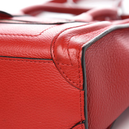 Celine Drummed Calfskin Nano Luggage Coquelicot 10 of 13