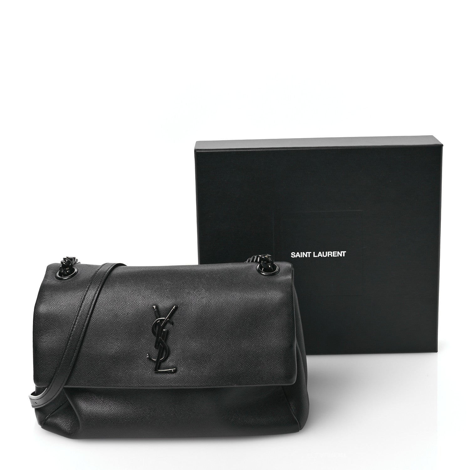 Saint Laurent Grain De Poudre Medium West Hollywood Monogram Fold-Over Black 12 of 12