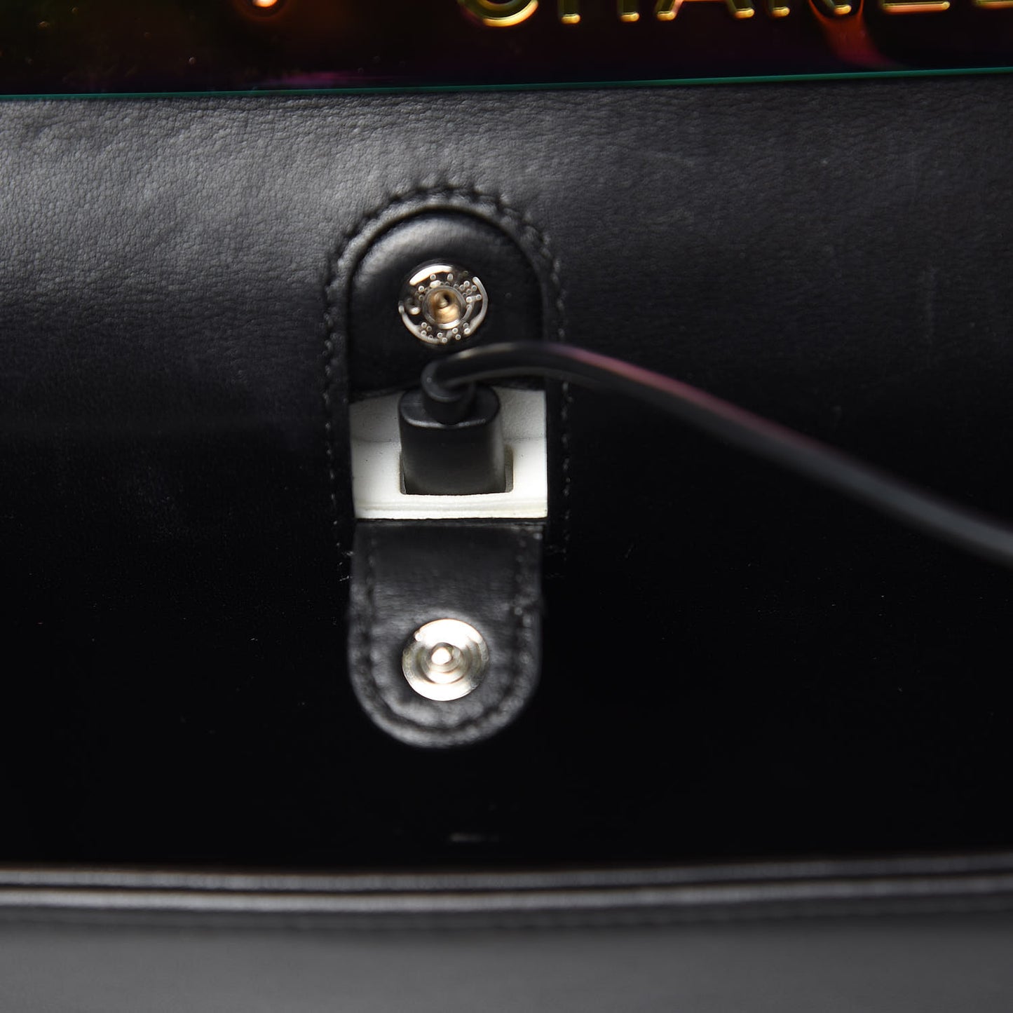 Lambskin LED Iridescent Metal Medium Boy Flap Black Multicolor