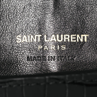 Saint Laurent Crocodile Embossed Monogram Phone Holder Crossbody Black 6 of 14
