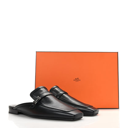 Hermes Goatskin Groupie Mules 39 Black 9 of 9