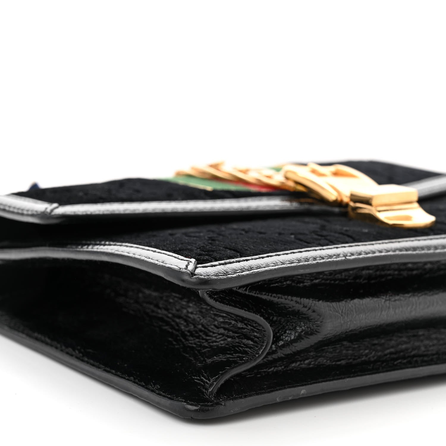 Gucci Velvet GG Monogram Small Sylvie Shoulder Bag Black 9 of 11