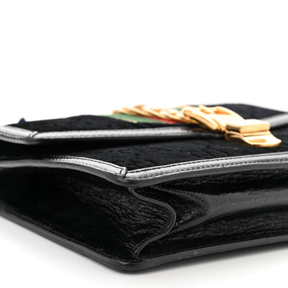 Gucci Velvet GG Monogram Small Sylvie Shoulder Bag Black 9 of 11