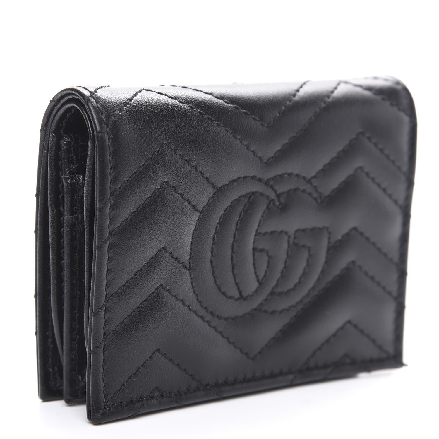 Gucci Calfskin Matelasse GG Marmont Card Case Wallet Black 2 of 6