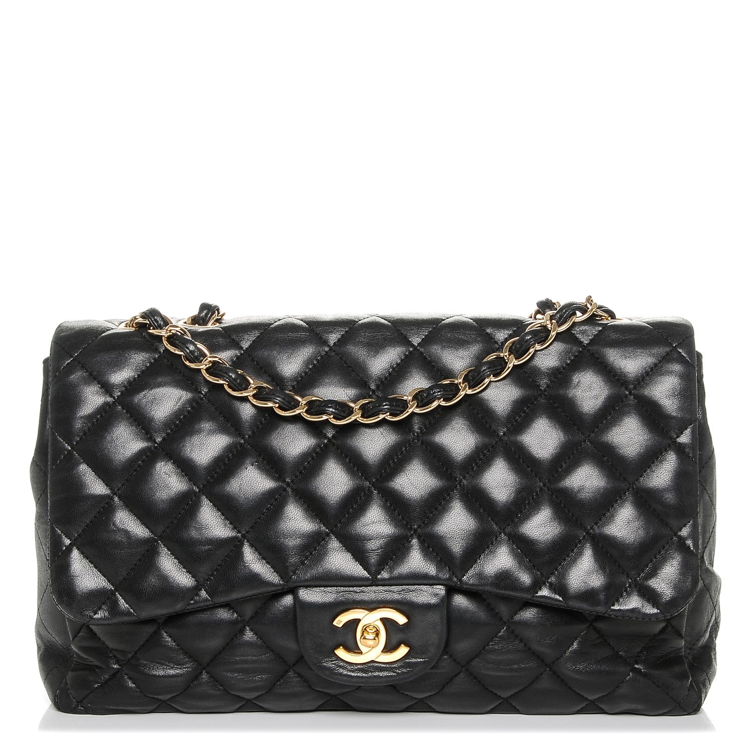 Chanel Lambskin Quilted Jumbo Single Flap Black 1 of 8