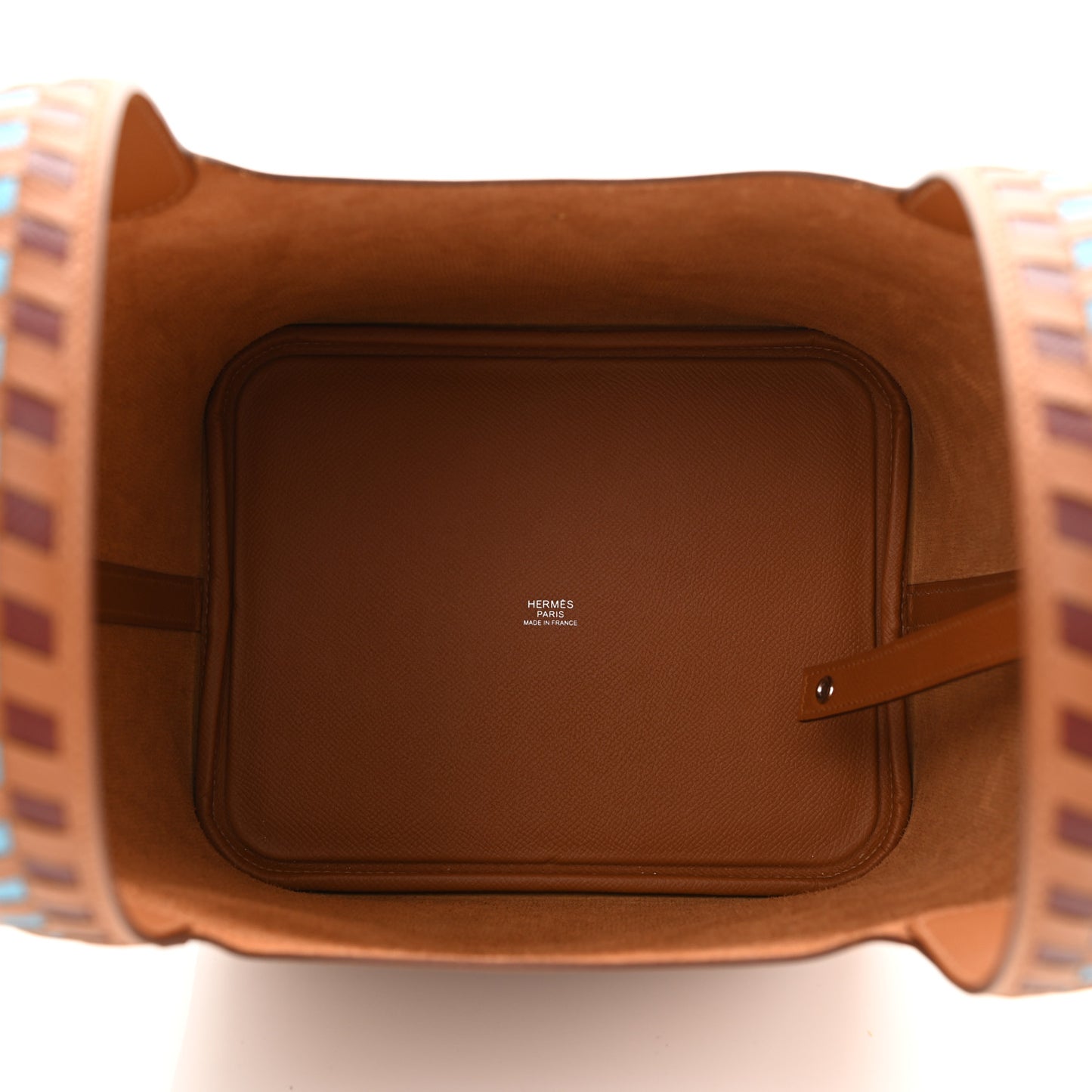 Epsom Tressage De Cuir Picotin Lock 22 MM Gold Bleu Du Nord Rouge H