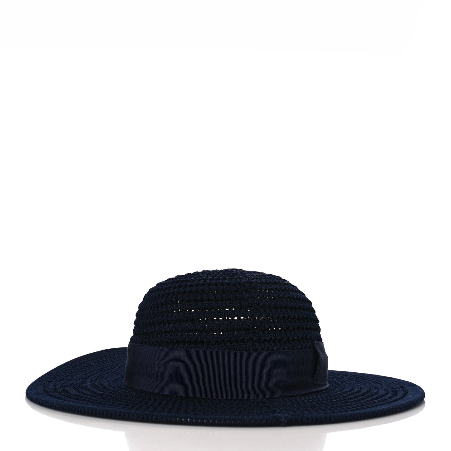 Cotton Crochet Wide Brim Hat M Navy Blue