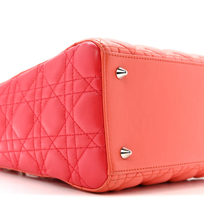 Christian Dior Lambskin Cannage Medium Bi-Color Lady Dior Orange Fuchsia 10 of 14